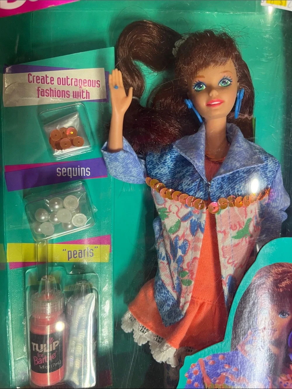 vintage 1993 Mattel Paint 'N Dazzle Redhead Barbie NRFB